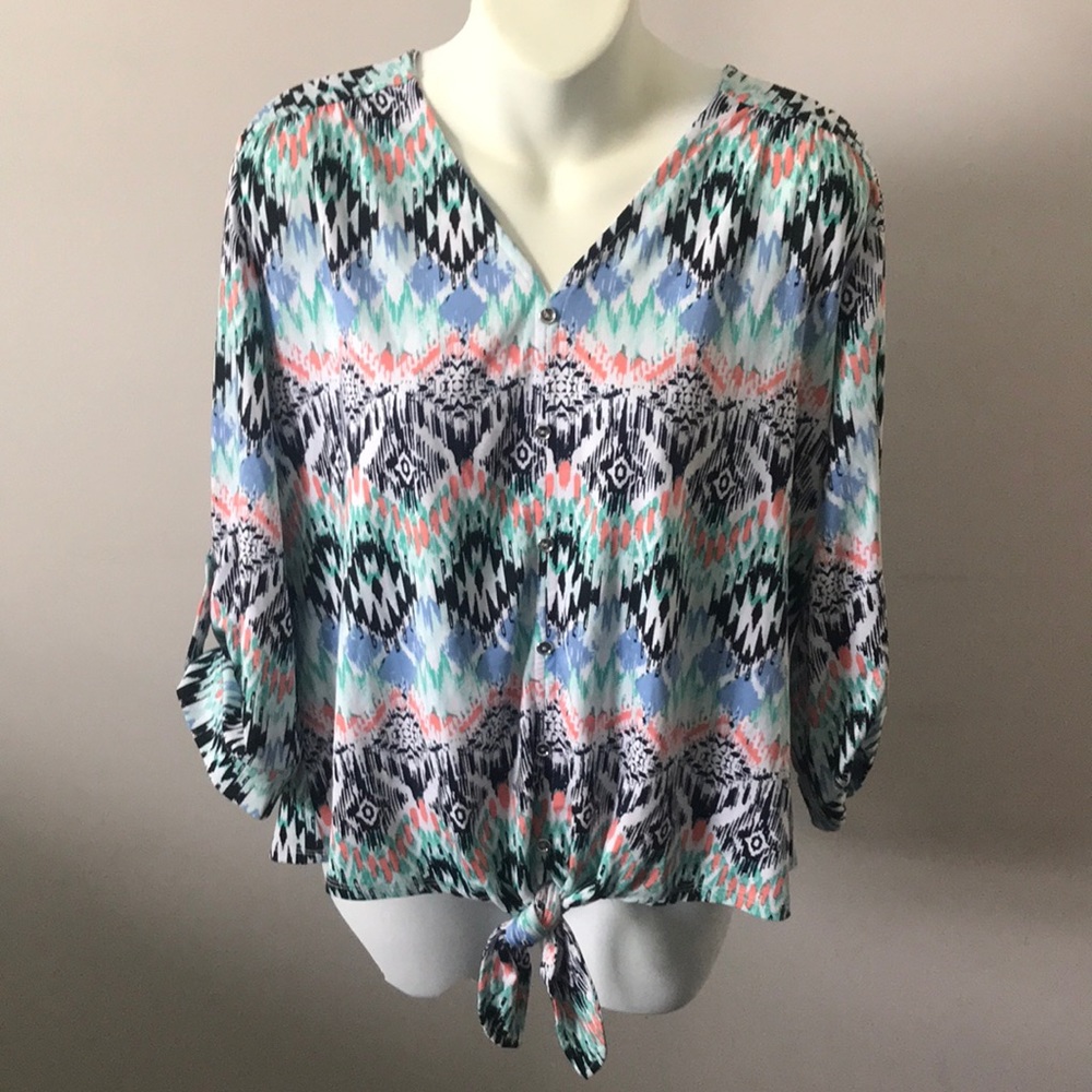 New Directions petite large multi colored top